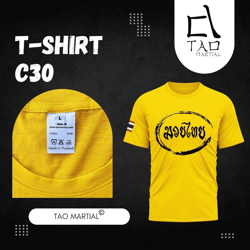 TAO MARTIAL Muay Thai T-Shirt, Tshirt 100% Cotton, Light and Soft, Model C30, Marigold, Size M - Image 4